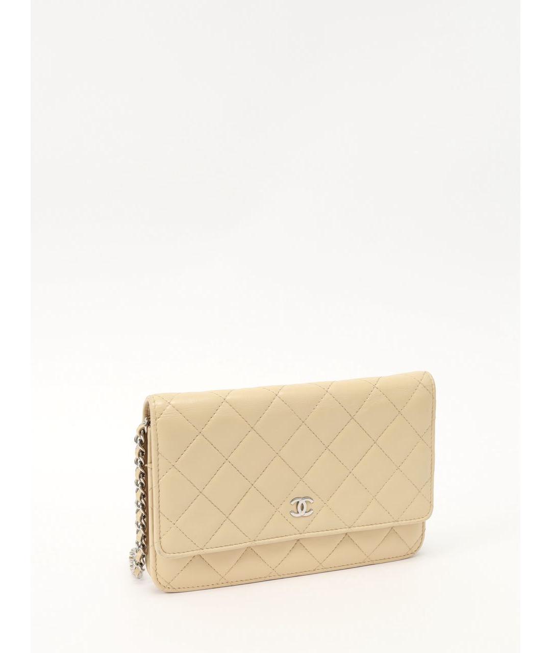 CHANEL Бежевая кожаная сумка через плечо, фото 2