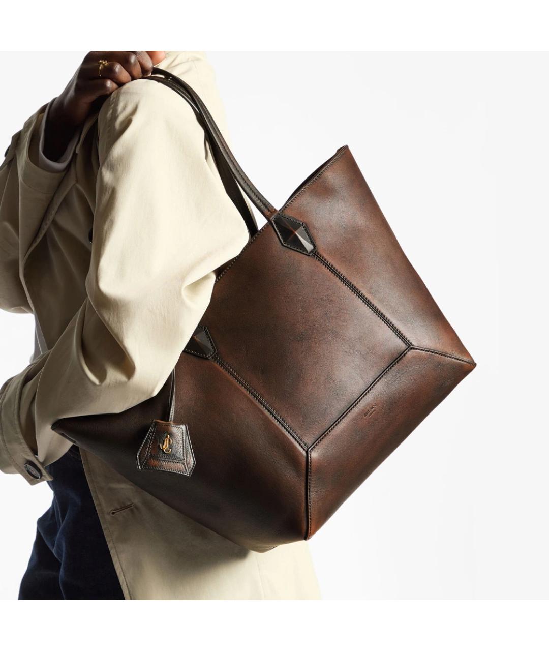 JIMMY CHOO Коричневая кожаная сумка тоут, фото 4