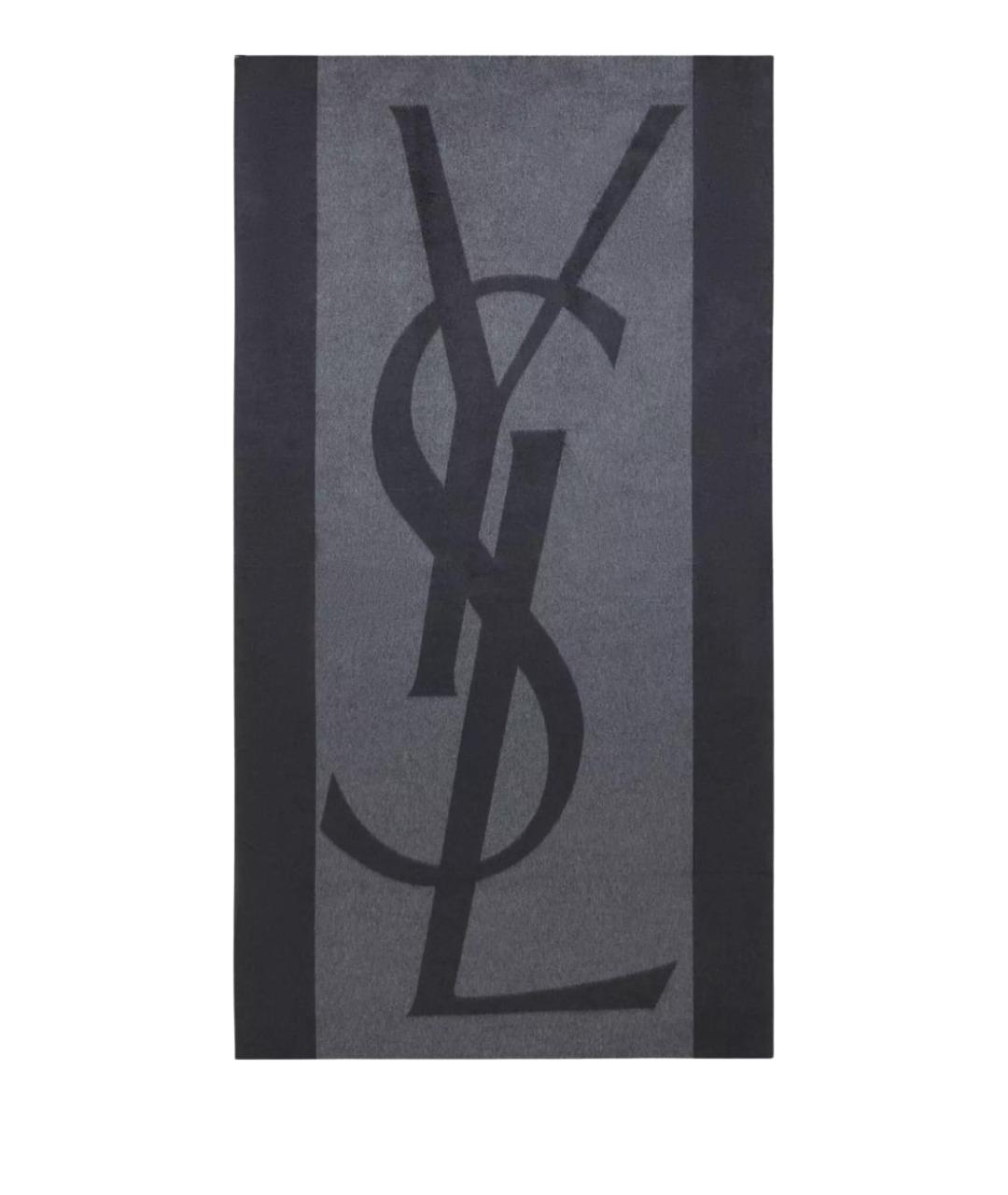 SAINT LAURENT Серый шелковый шарф, фото 1