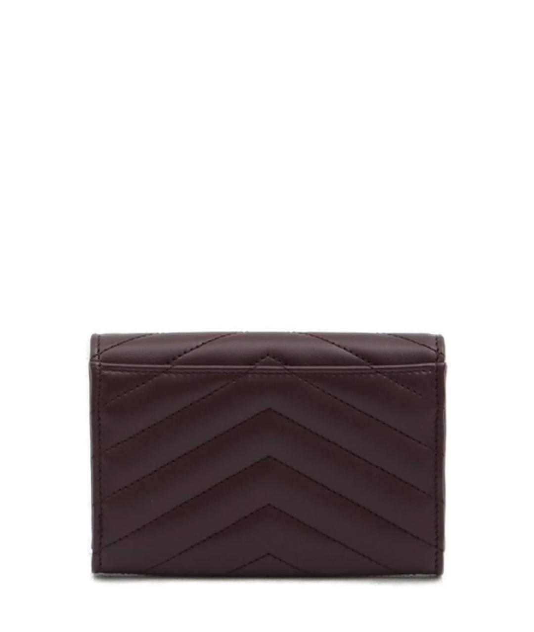 SAINT LAURENT Бордовый кожаный кошелек, фото 2