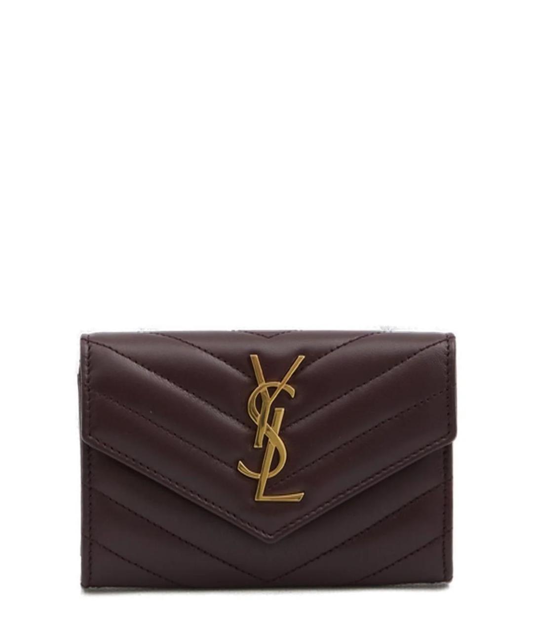 SAINT LAURENT Бордовый кожаный кошелек, фото 1