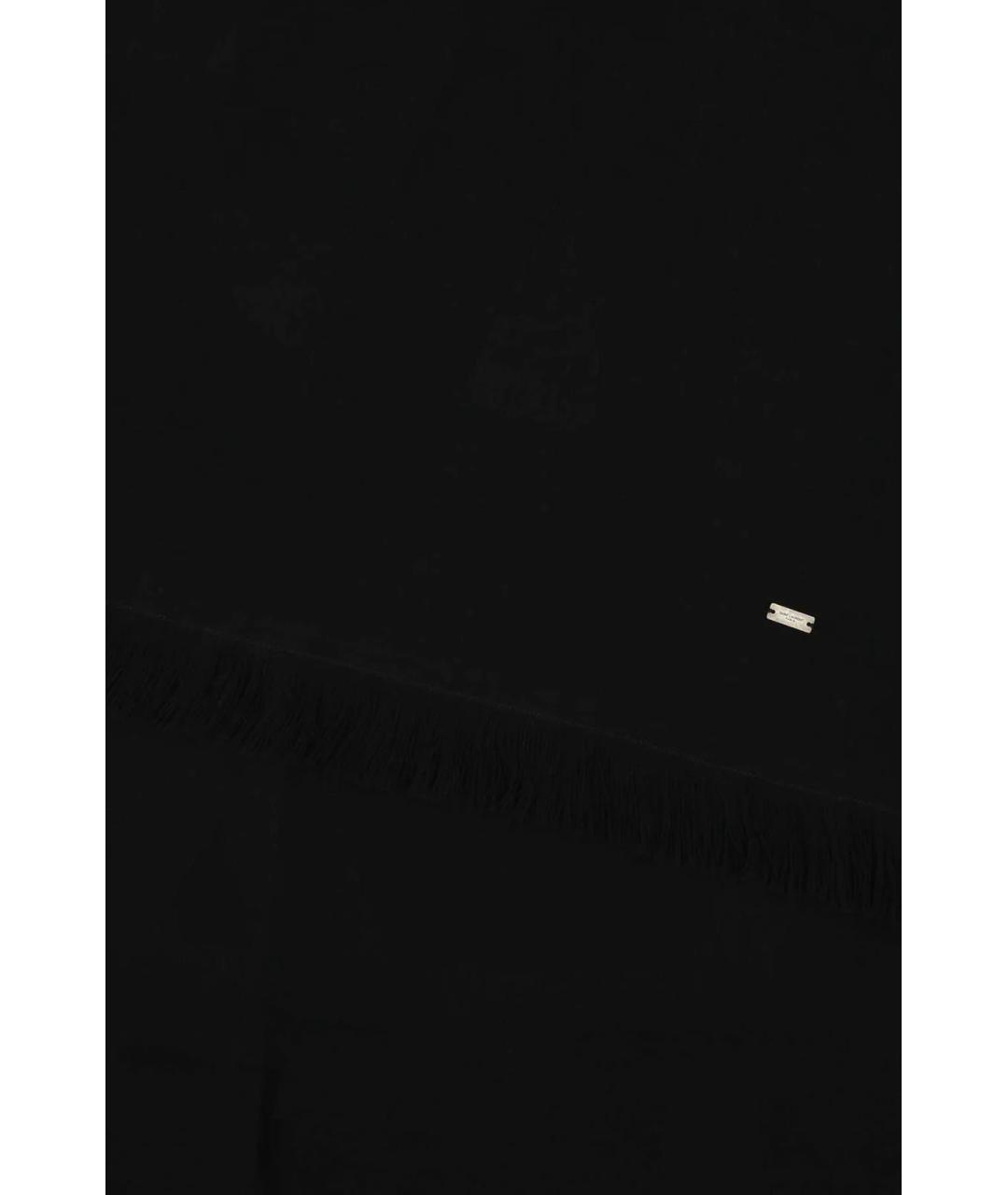 SAINT LAURENT Черный шерстяной шарф, фото 2