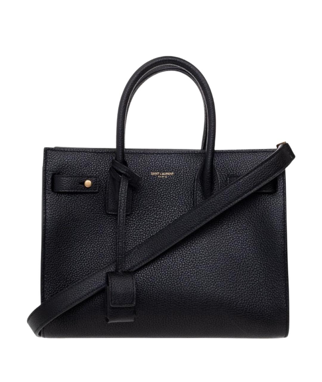 SAINT LAURENT Черная кожаная сумка тоут, фото 1