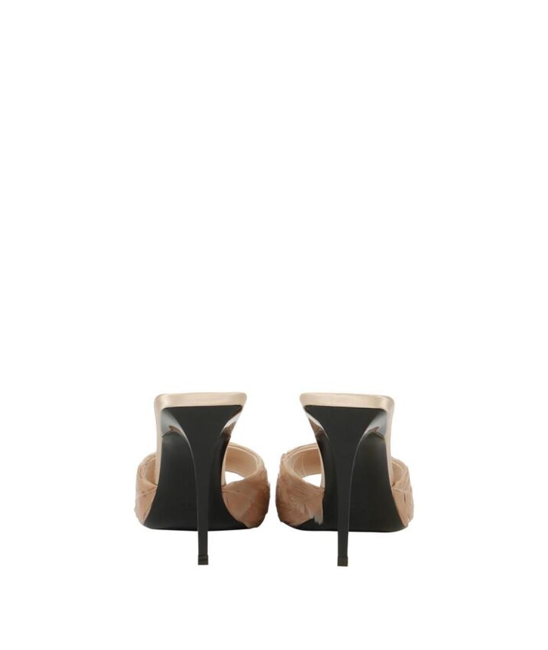 SAINT LAURENT Бежевые кожаные мюли, фото 4