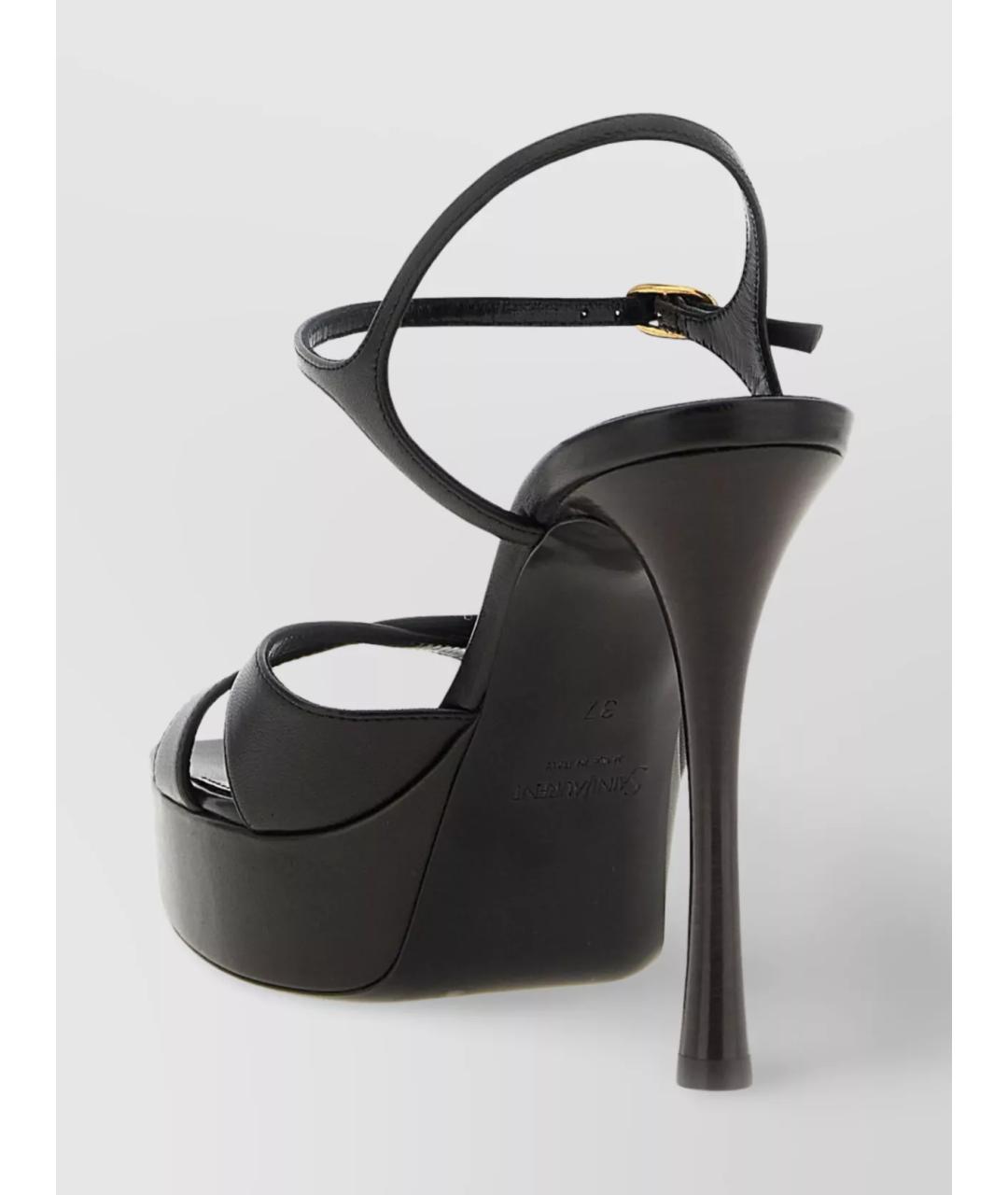 SAINT LAURENT Черные кожаные босоножки, фото 3