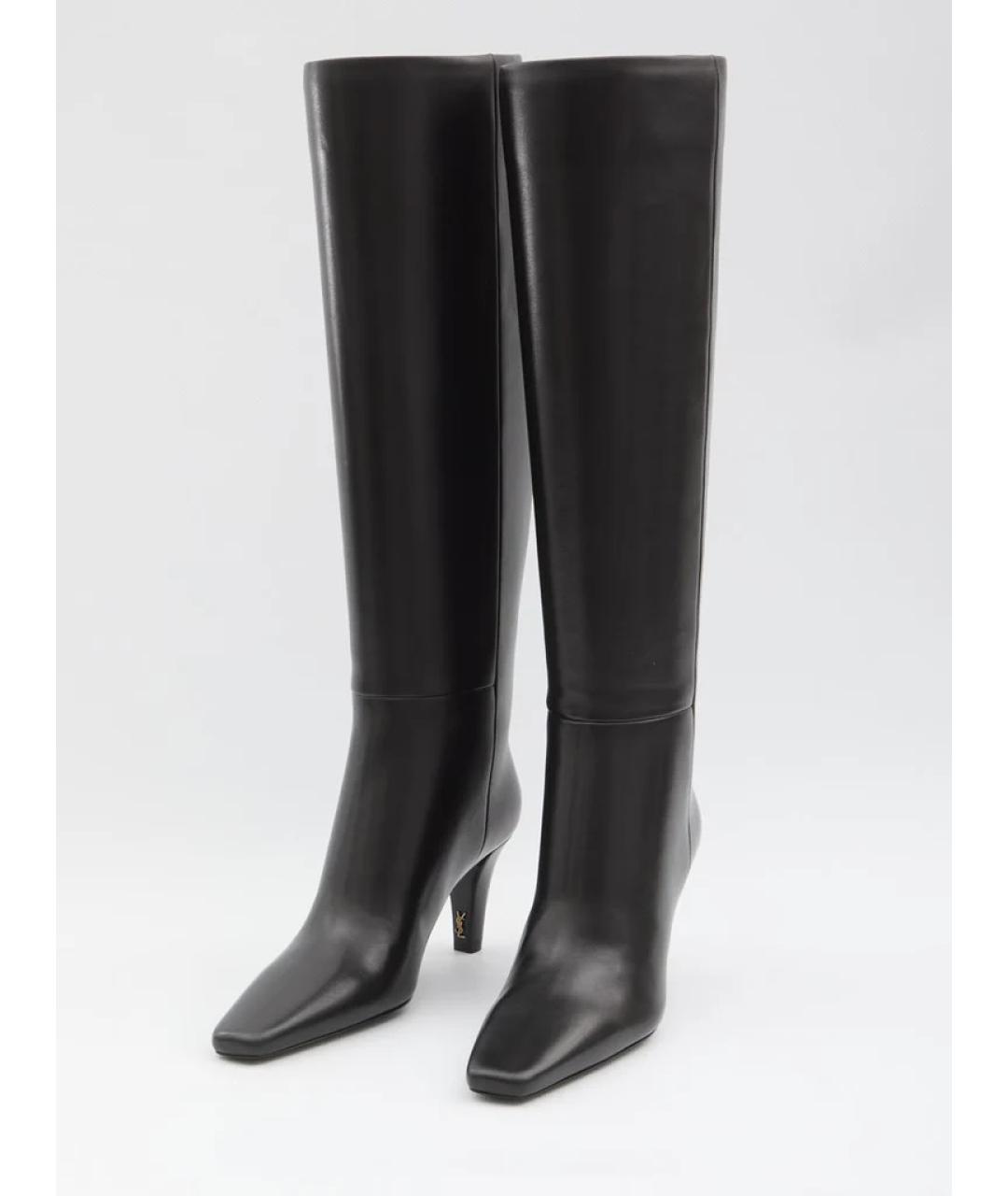 SAINT LAURENT Черные кожаные сапоги, фото 2