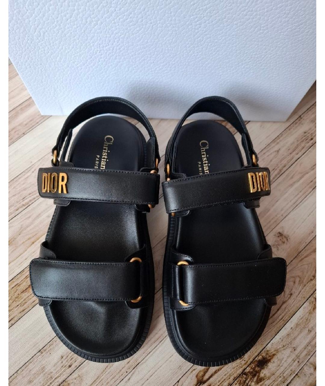 CHRISTIAN DIOR Черные кожаные сандалии, фото 3