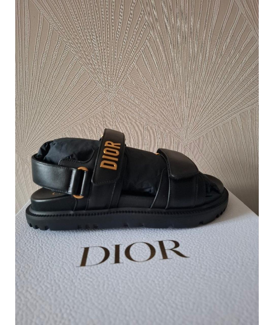 CHRISTIAN DIOR Черные кожаные сандалии, фото 7