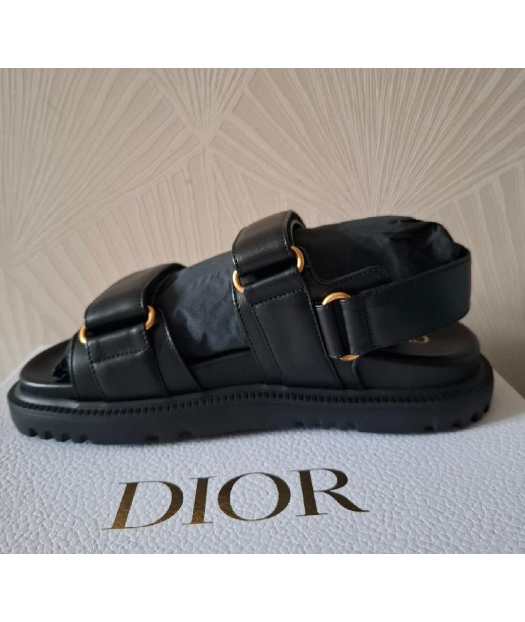 CHRISTIAN DIOR Черные кожаные сандалии, фото 2