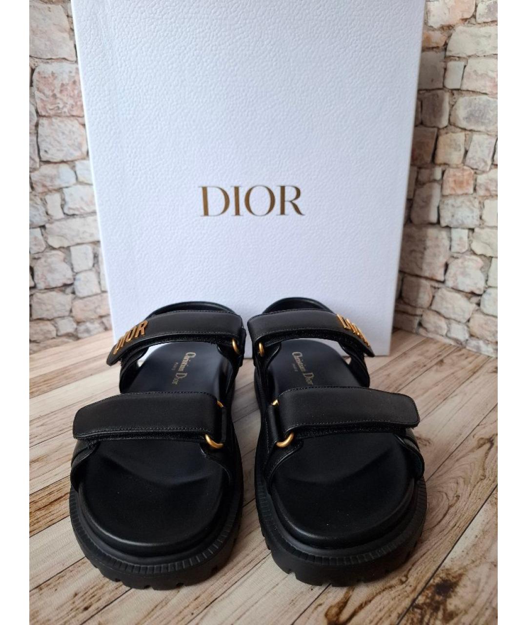 CHRISTIAN DIOR Черные кожаные сандалии, фото 9