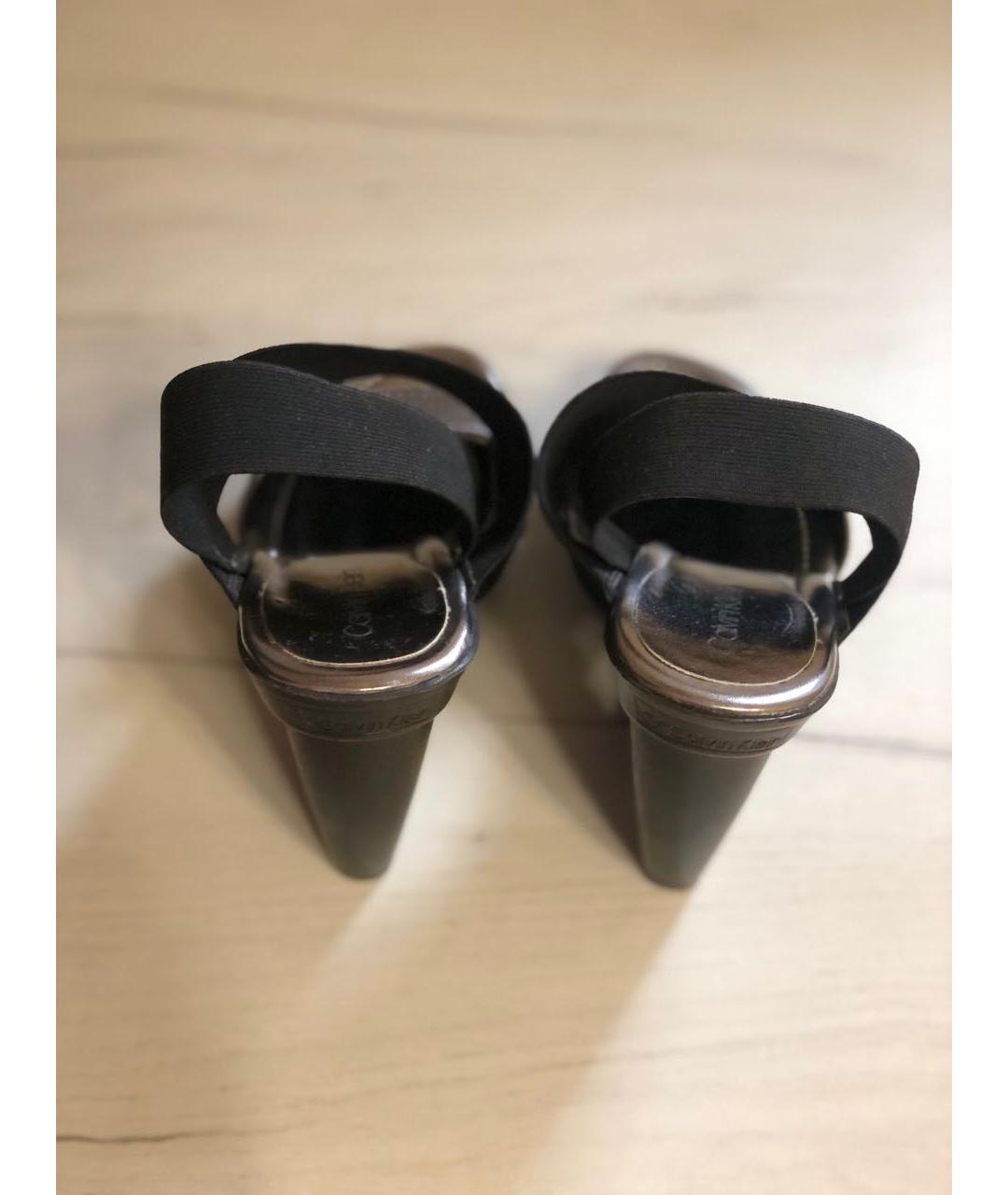 CALVIN KLEIN Черные босоножки из искусственной кожи, фото 4