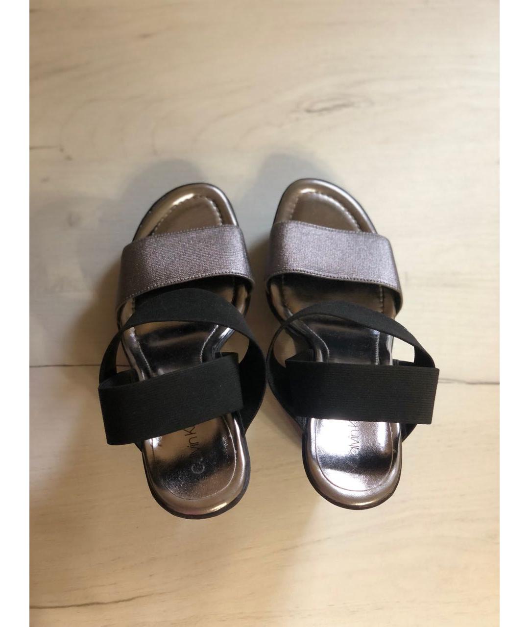 CALVIN KLEIN Черные босоножки из искусственной кожи, фото 3