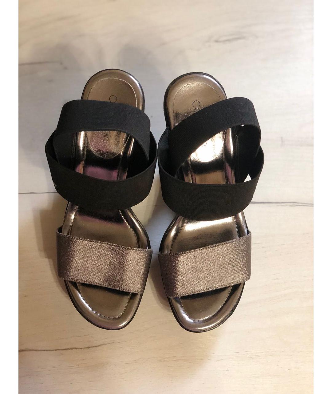 CALVIN KLEIN Черные босоножки из искусственной кожи, фото 2