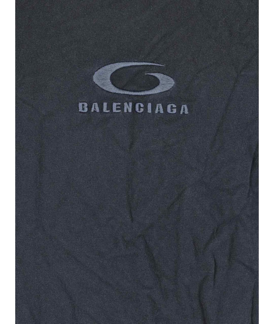 BALENCIAGA Черная хлопковая футболка, фото 3