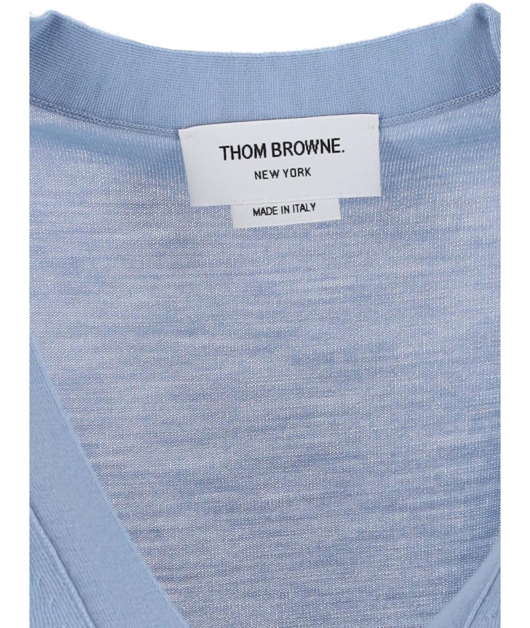 THOM BROWNE Голубой шерстяной кардиган, фото 5