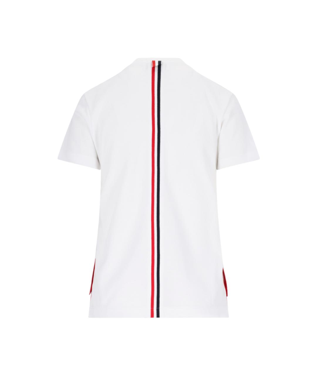 THOM BROWNE Белая хлопковая футболка, фото 2