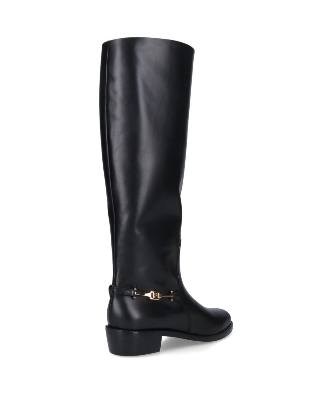 FERRAGAMO Черные кожаные сапоги, фото 4