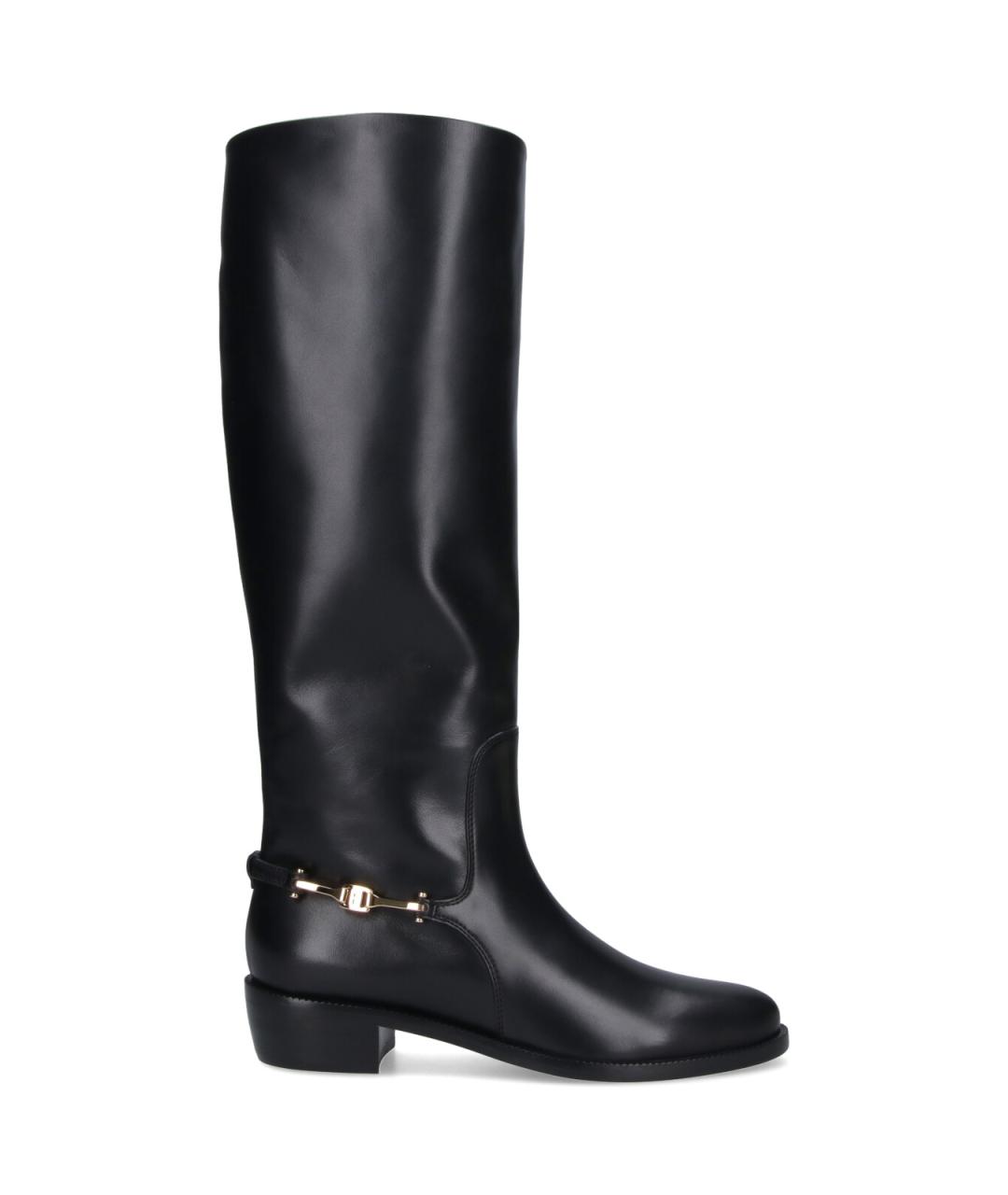 FERRAGAMO Черные кожаные сапоги, фото 1