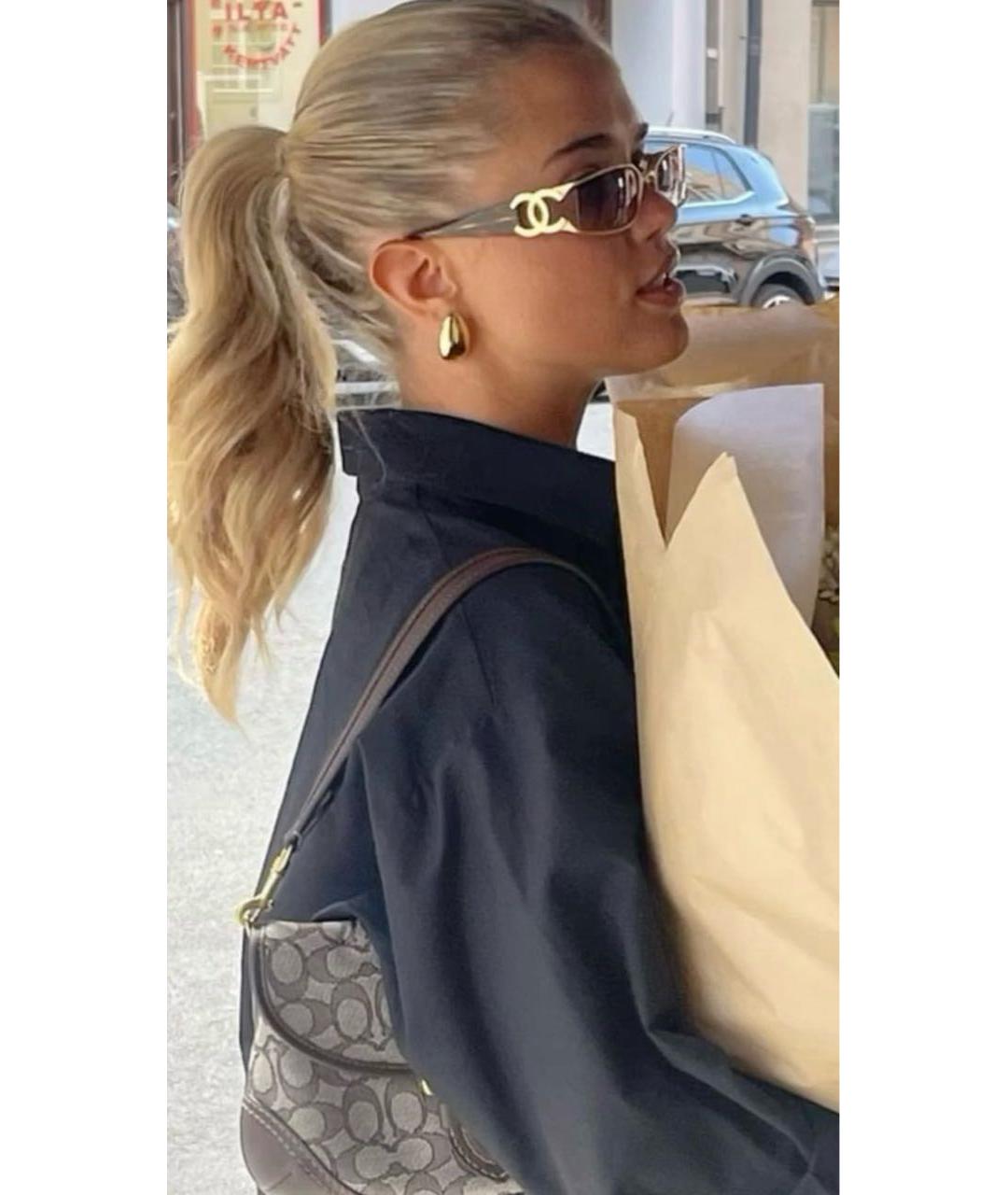 CHANEL Коричневые металлические солнцезащитные очки, фото 8