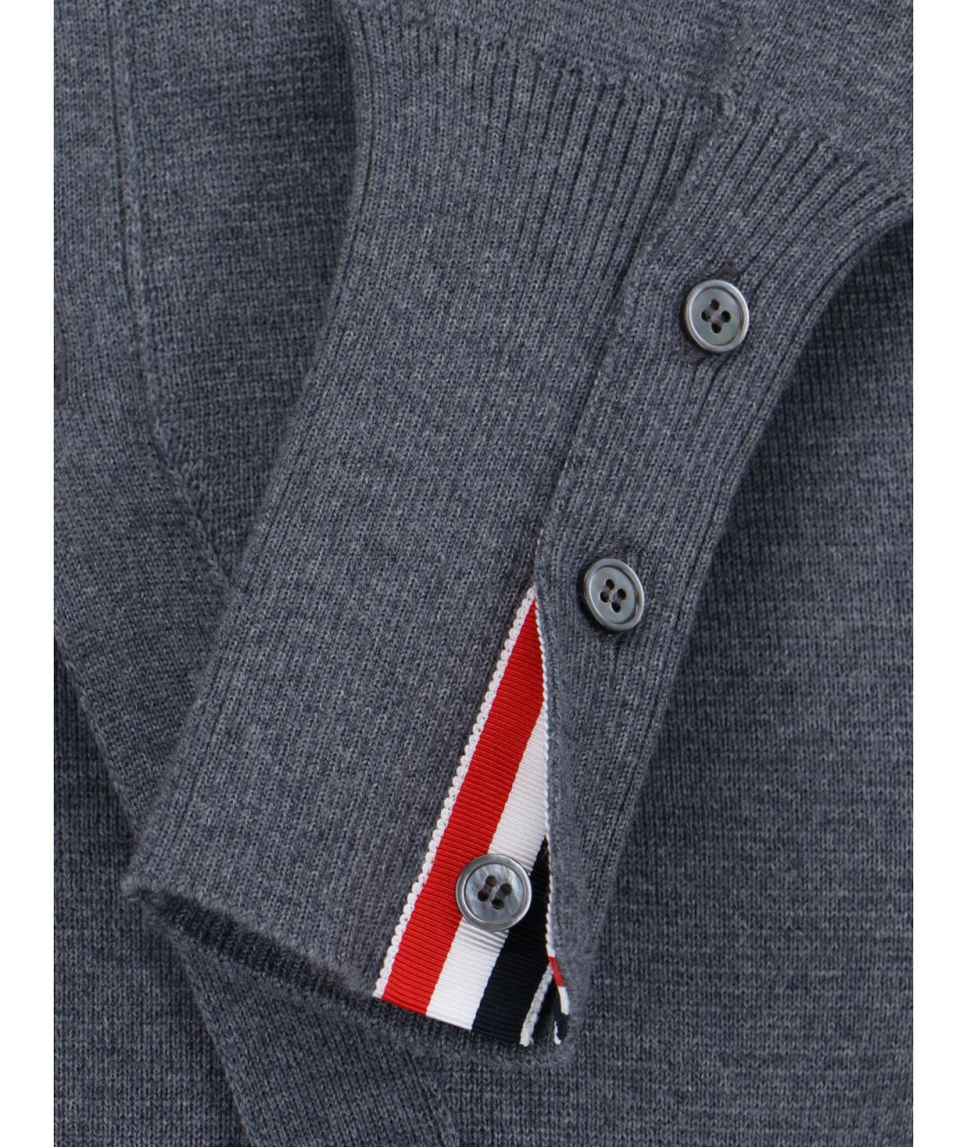 THOM BROWNE Антрацитовый шерстяной кардиган, фото 5