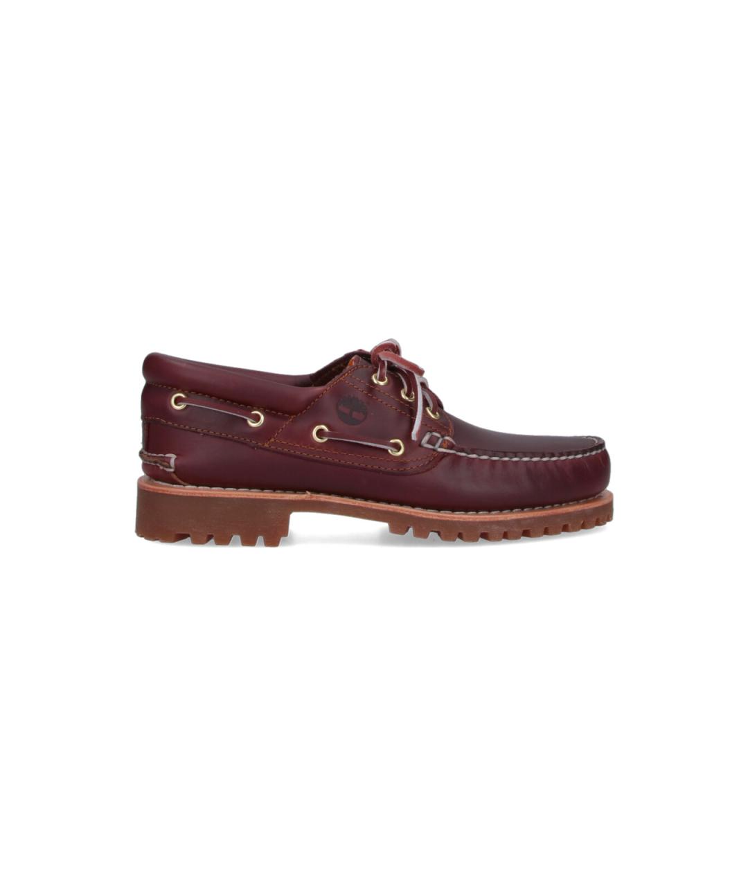 TIMBERLAND Бордовые кожаные низкие ботинки, фото 1
