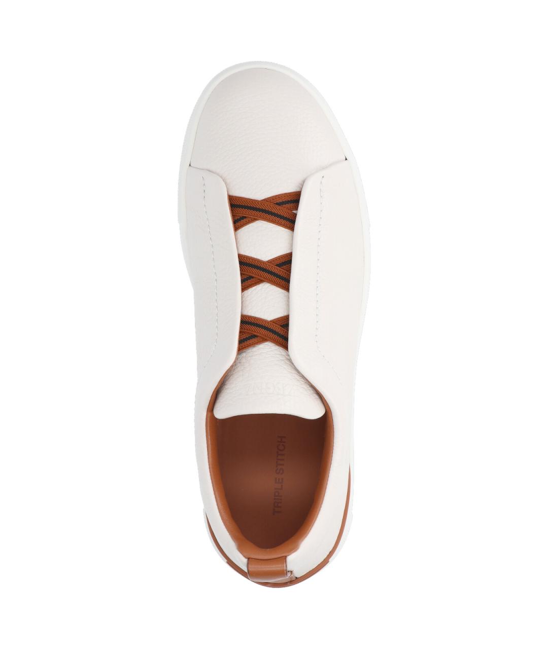 ZEGNA Бежевые кожаные слипоны, фото 5