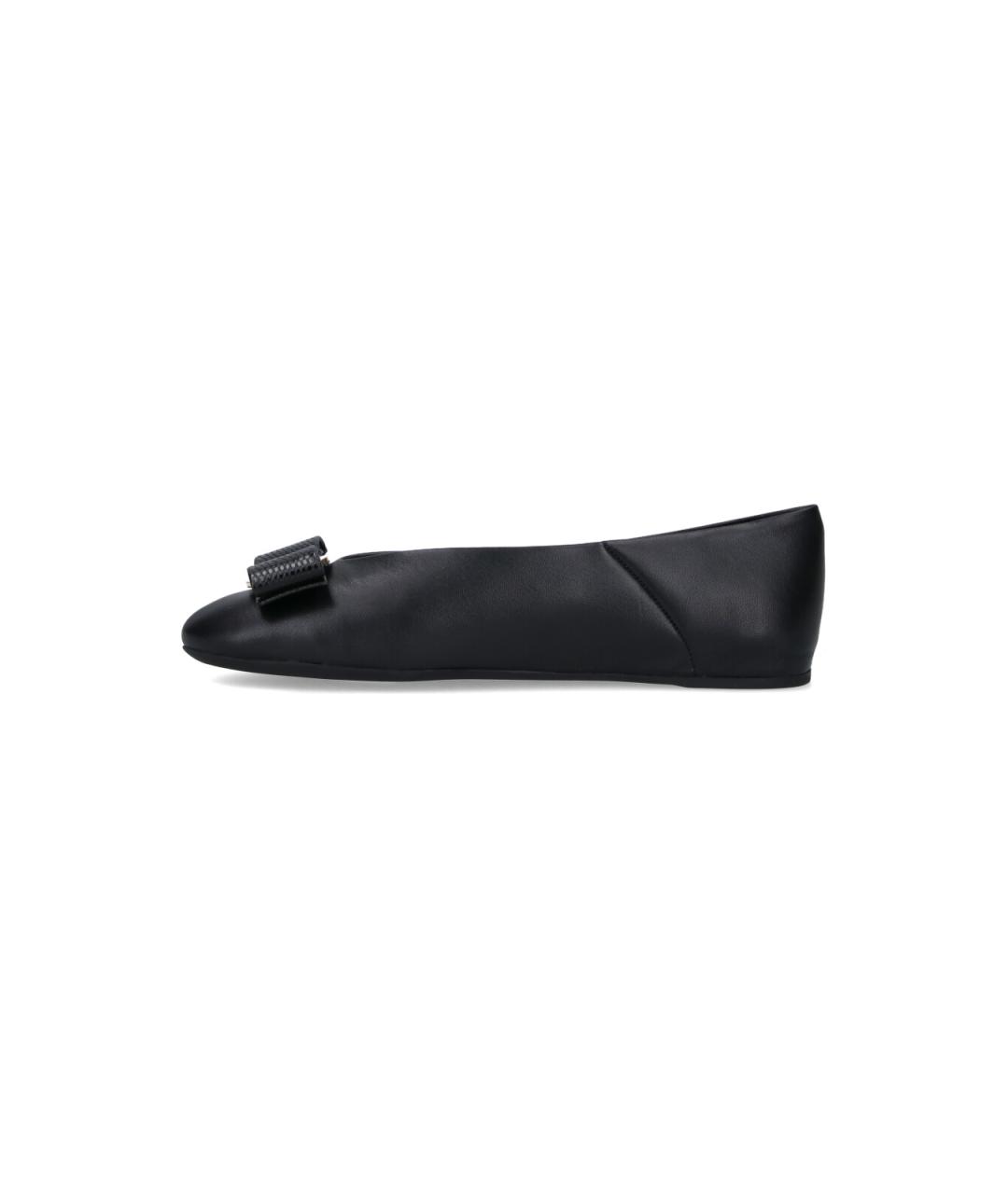 FERRAGAMO Черные кожаные балетки, фото 3