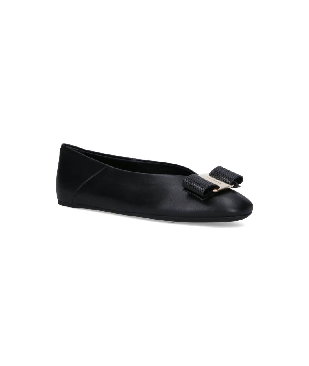 FERRAGAMO Черные кожаные балетки, фото 2