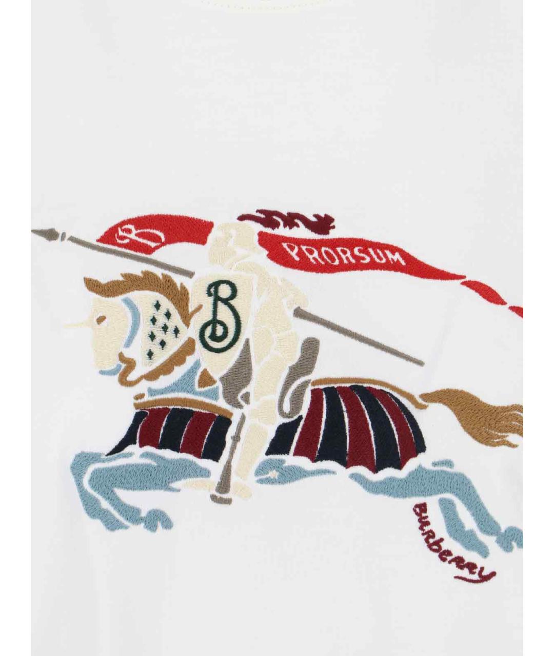 BURBERRY Белая хлопковая футболка, фото 3