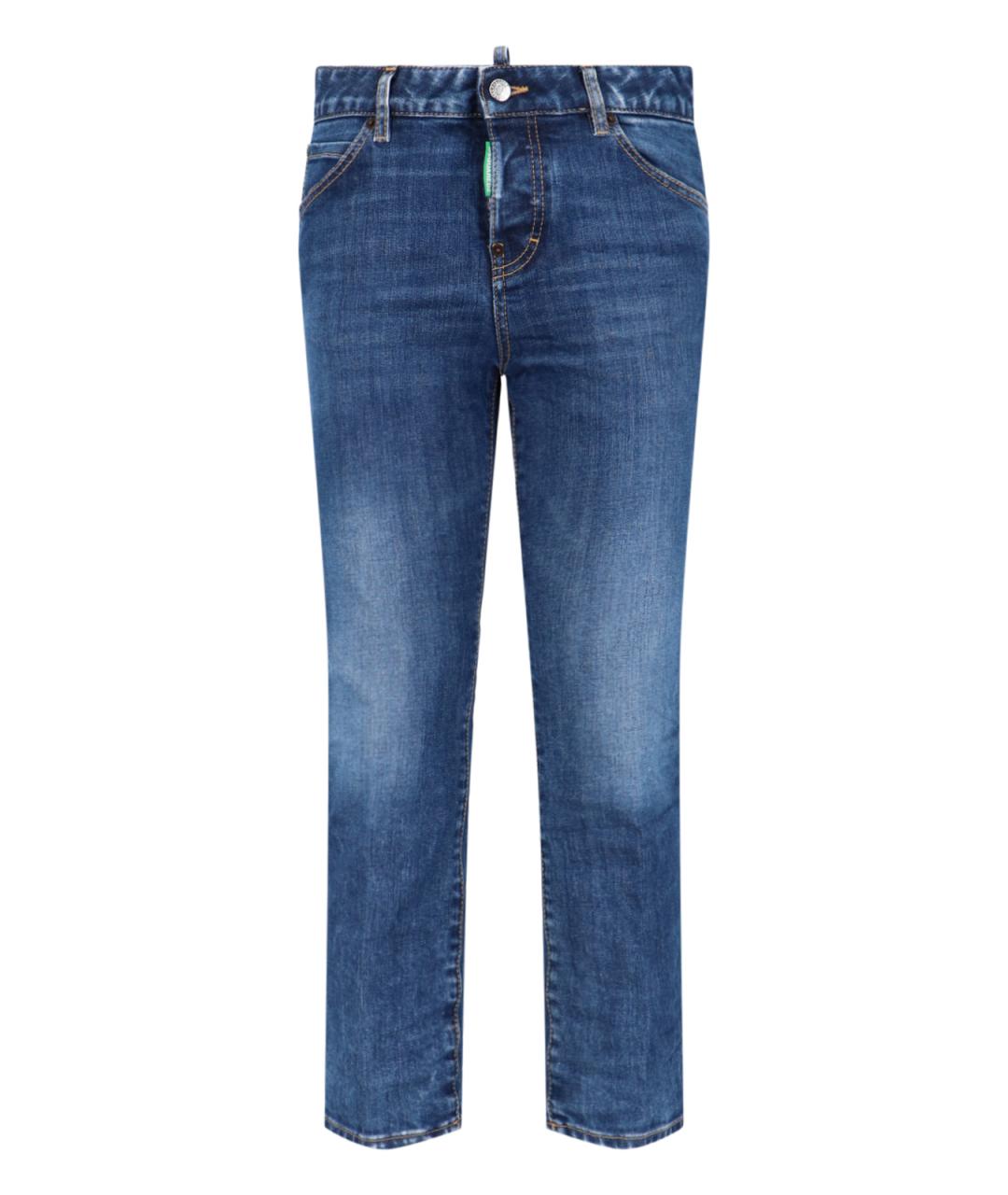 DSQUARED2 Синие хлопко-эластановые прямые джинсы, фото 1