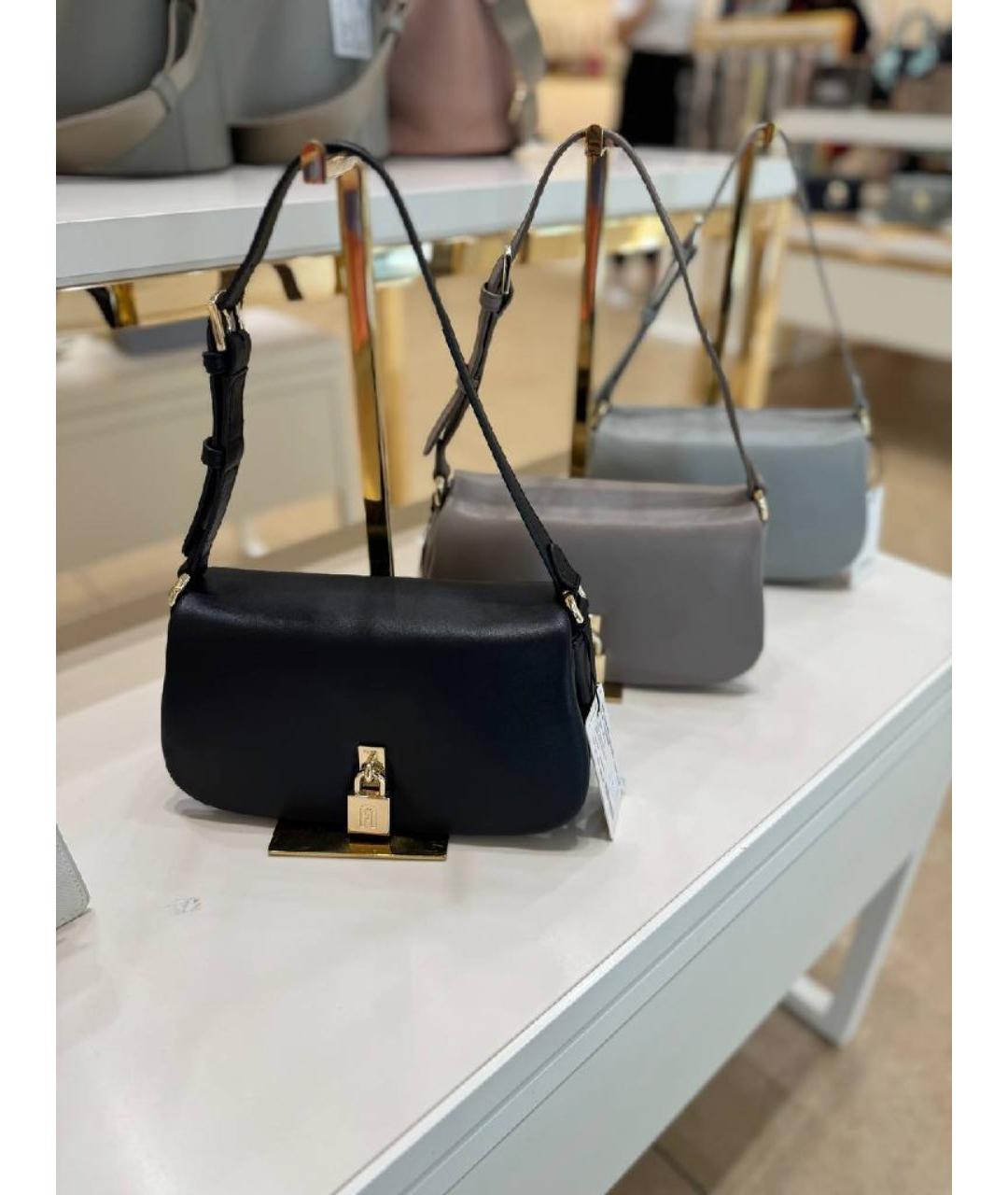 FURLA Черная кожаная сумка с короткими ручками, фото 4