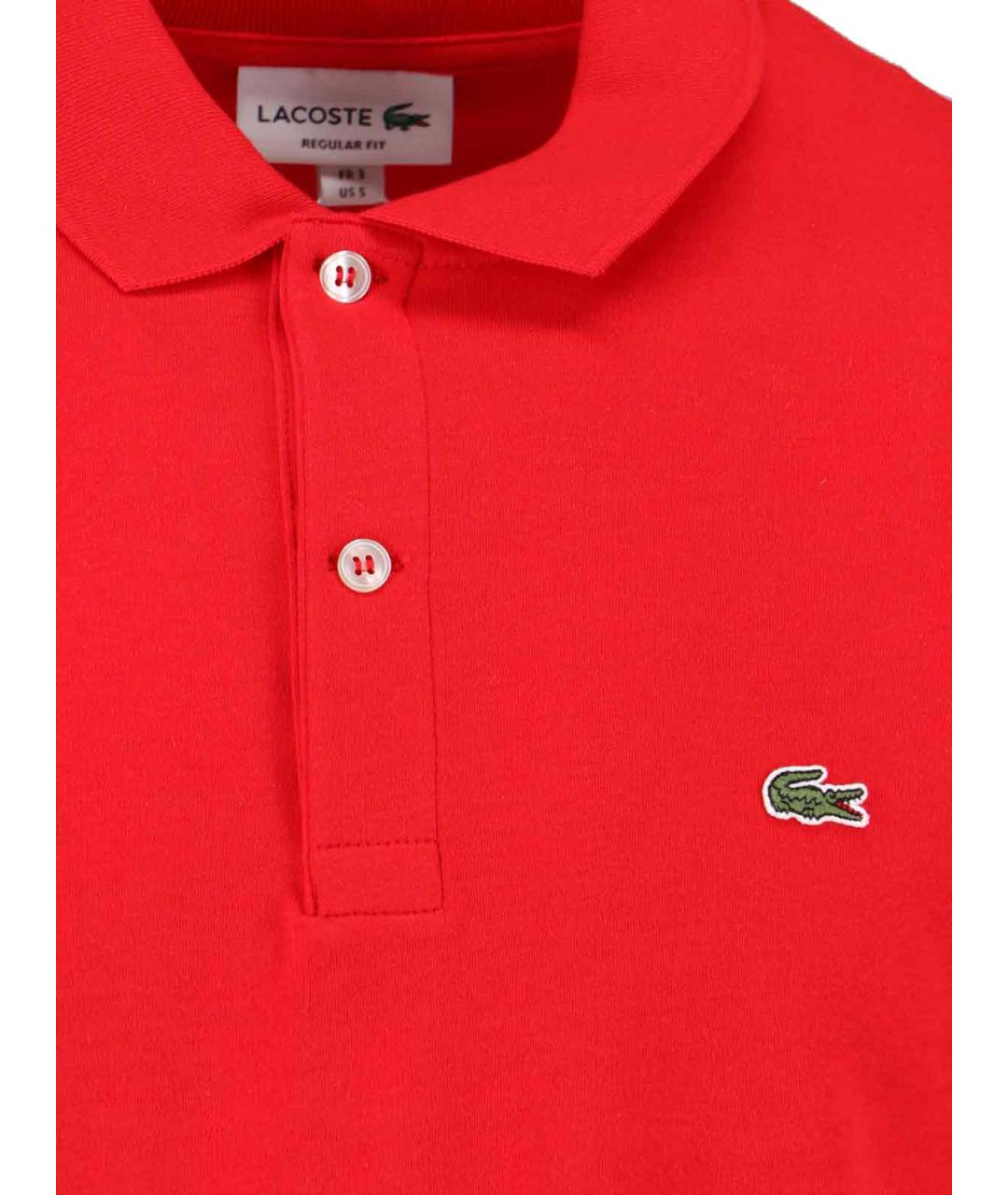 LACOSTE Красное хлопковое поло с коротким рукавом, фото 3