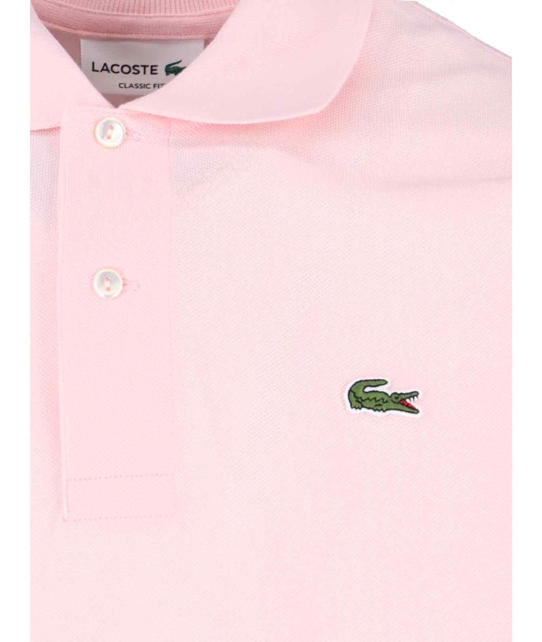 LACOSTE Розовое хлопковое поло с коротким рукавом, фото 3