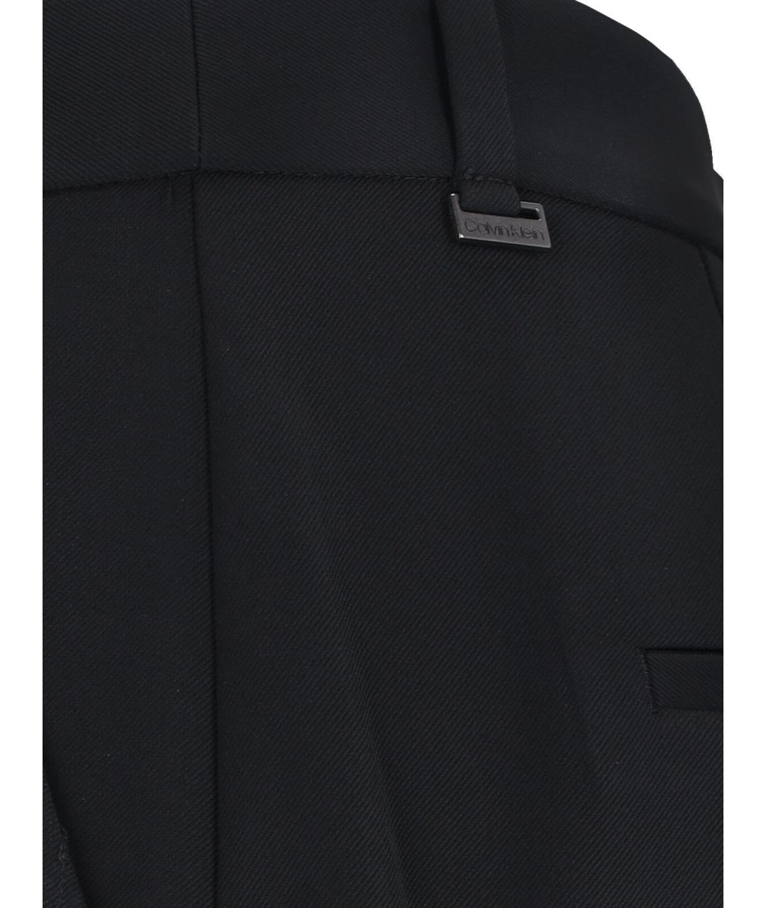 CALVIN KLEIN Черные полиэстеровые прямые брюки, фото 4
