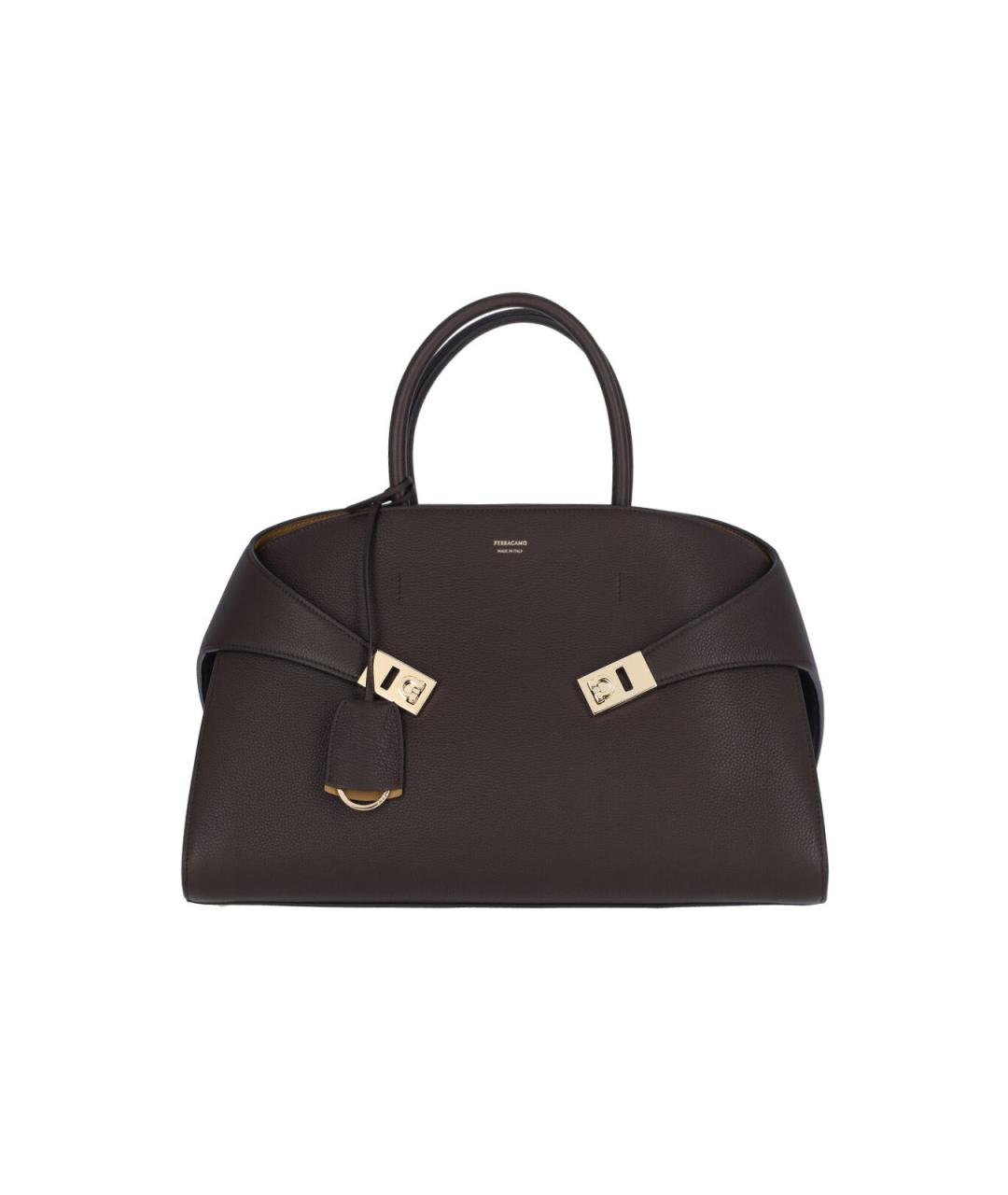 FERRAGAMO Коричневая кожаная сумка тоут, фото 1
