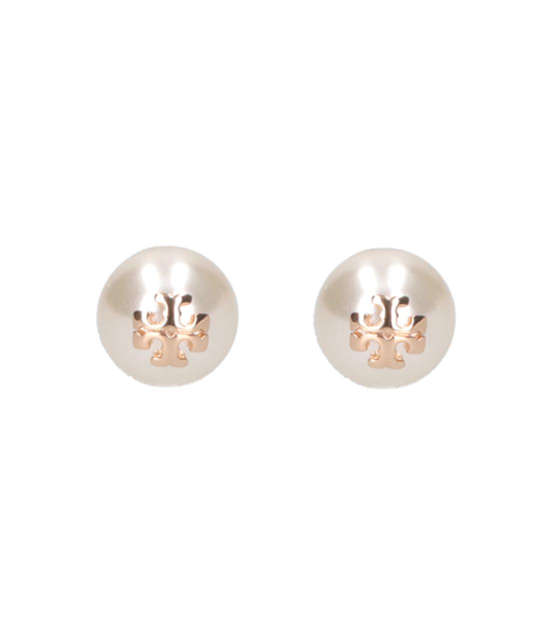 TORY BURCH Белые латунные серьги, фото 3