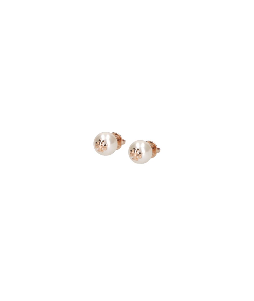 TORY BURCH Белые латунные серьги, фото 1