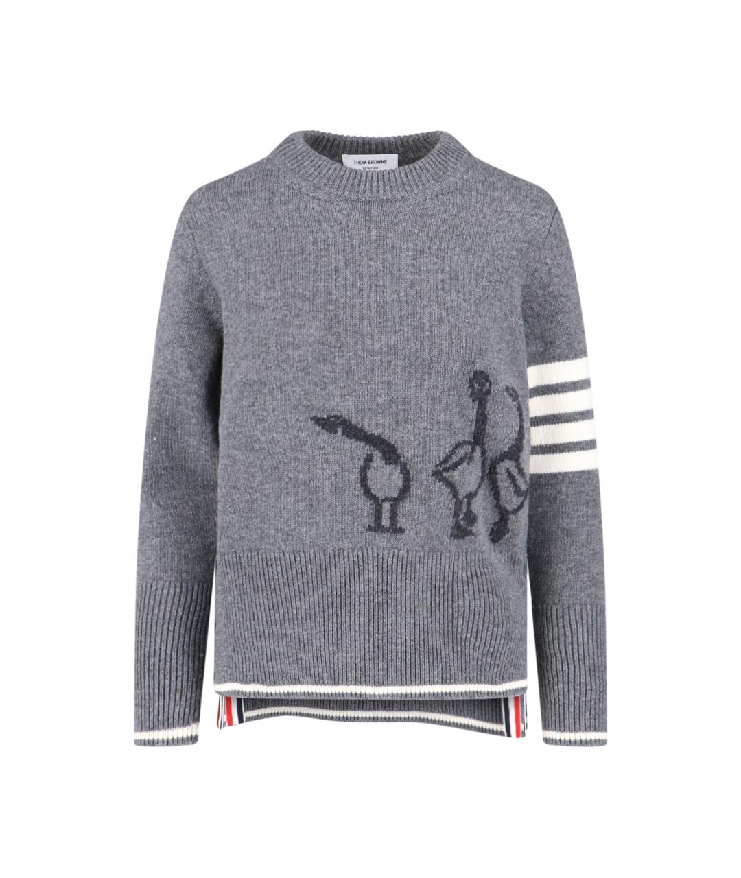 THOM BROWNE Серый шерстяной джемпер / свитер, фото 1