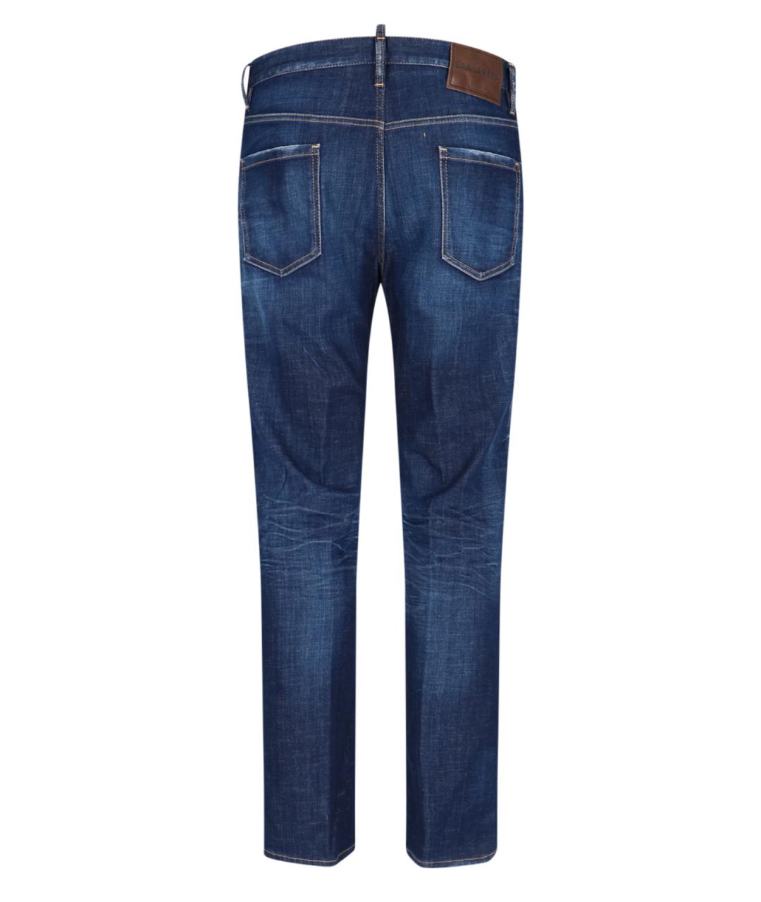 DSQUARED2 Синие хлопковые прямые джинсы, фото 2