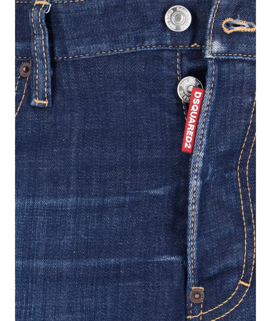 DSQUARED2 Синие хлопковые прямые джинсы, фото 5