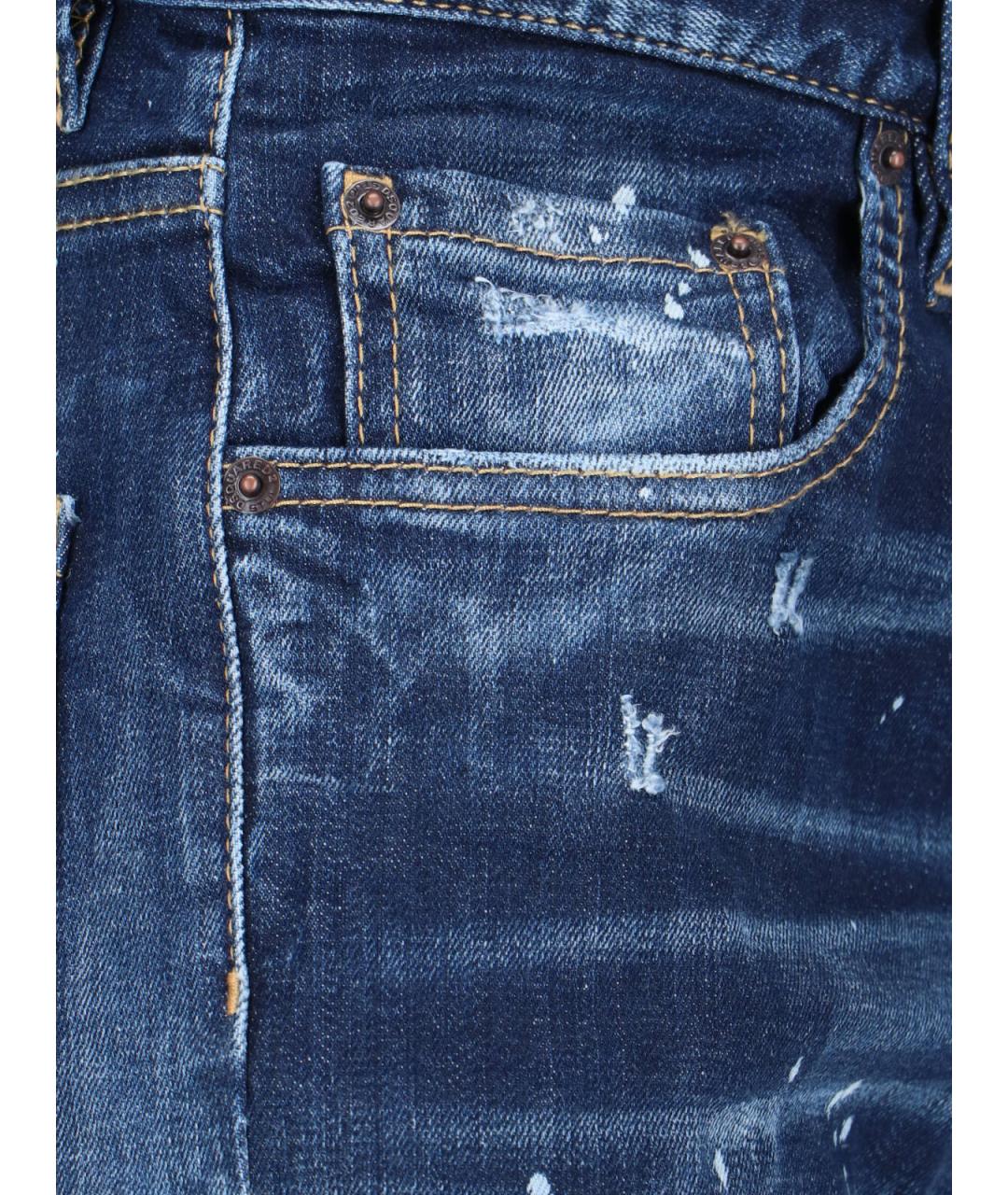 DSQUARED2 Синие хлопковые прямые джинсы, фото 4