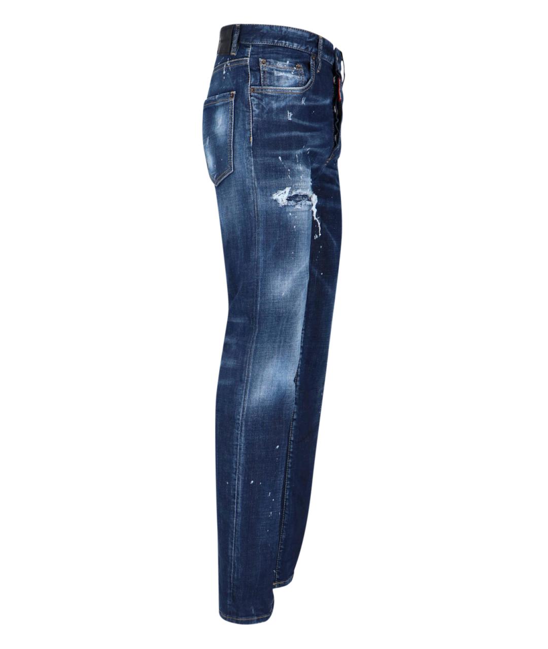 DSQUARED2 Синие хлопковые прямые джинсы, фото 3