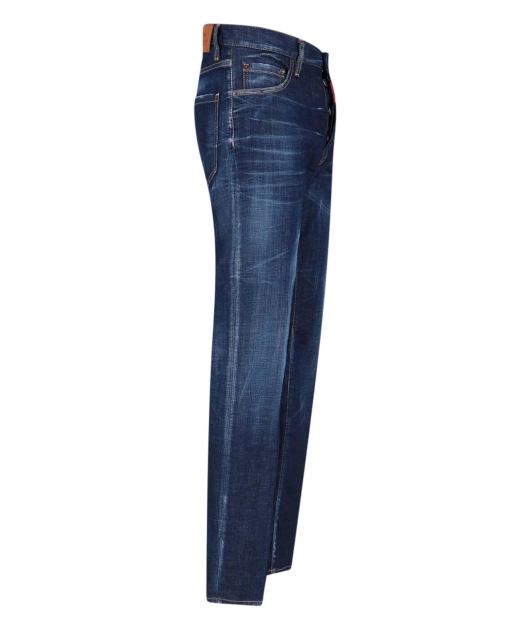 DSQUARED2 Синие хлопковые прямые джинсы, фото 3