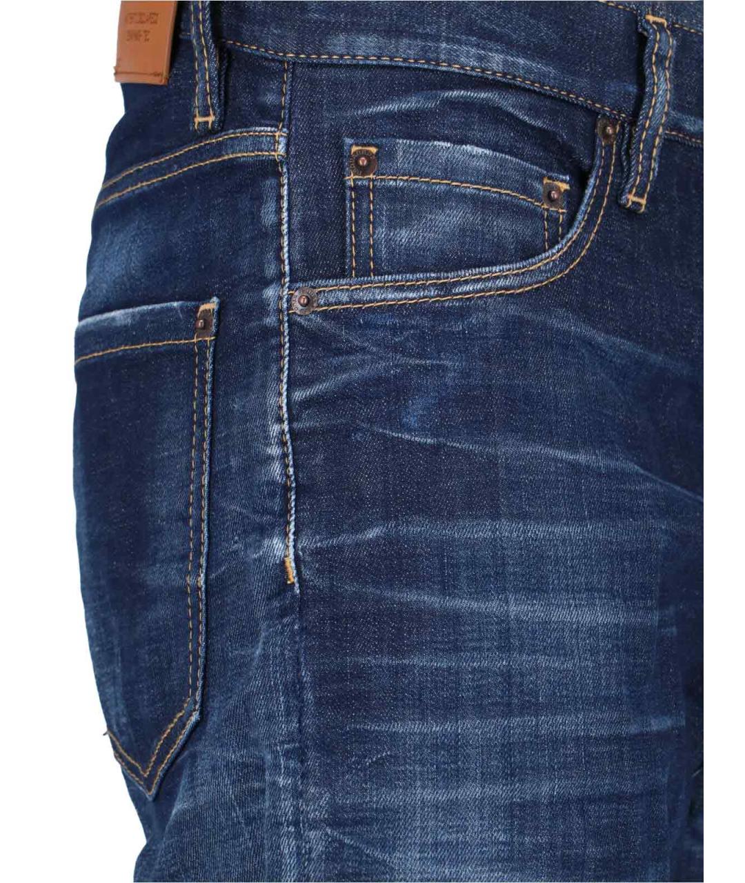 DSQUARED2 Синие хлопковые прямые джинсы, фото 4