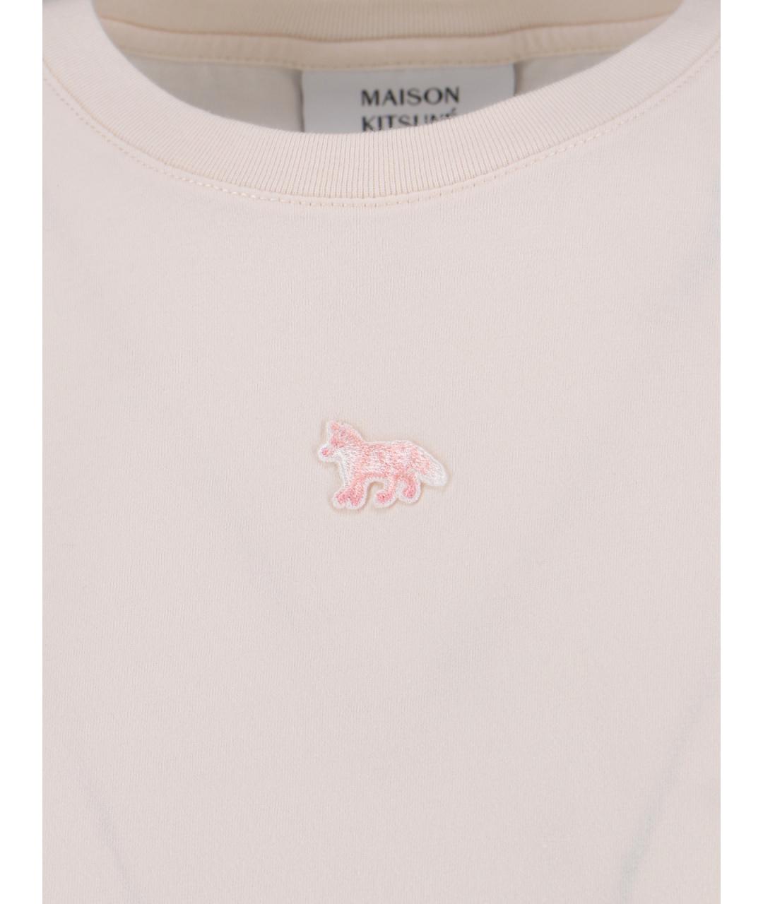MAISON KITSUNE Розовая хлопковая футболка, фото 3