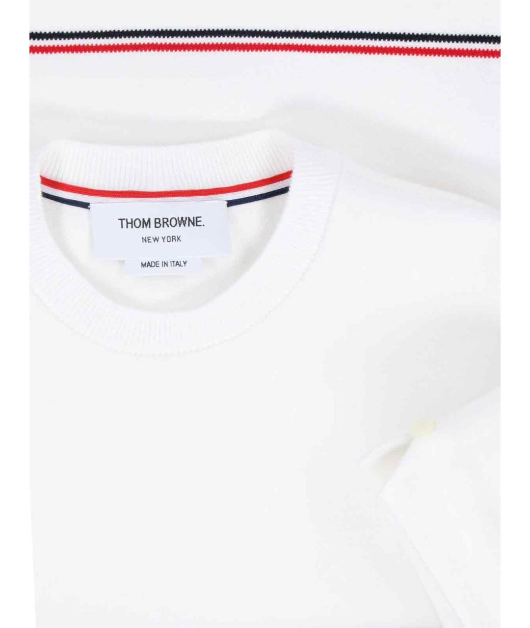 THOM BROWNE Белая хлопковая футболка, фото 3