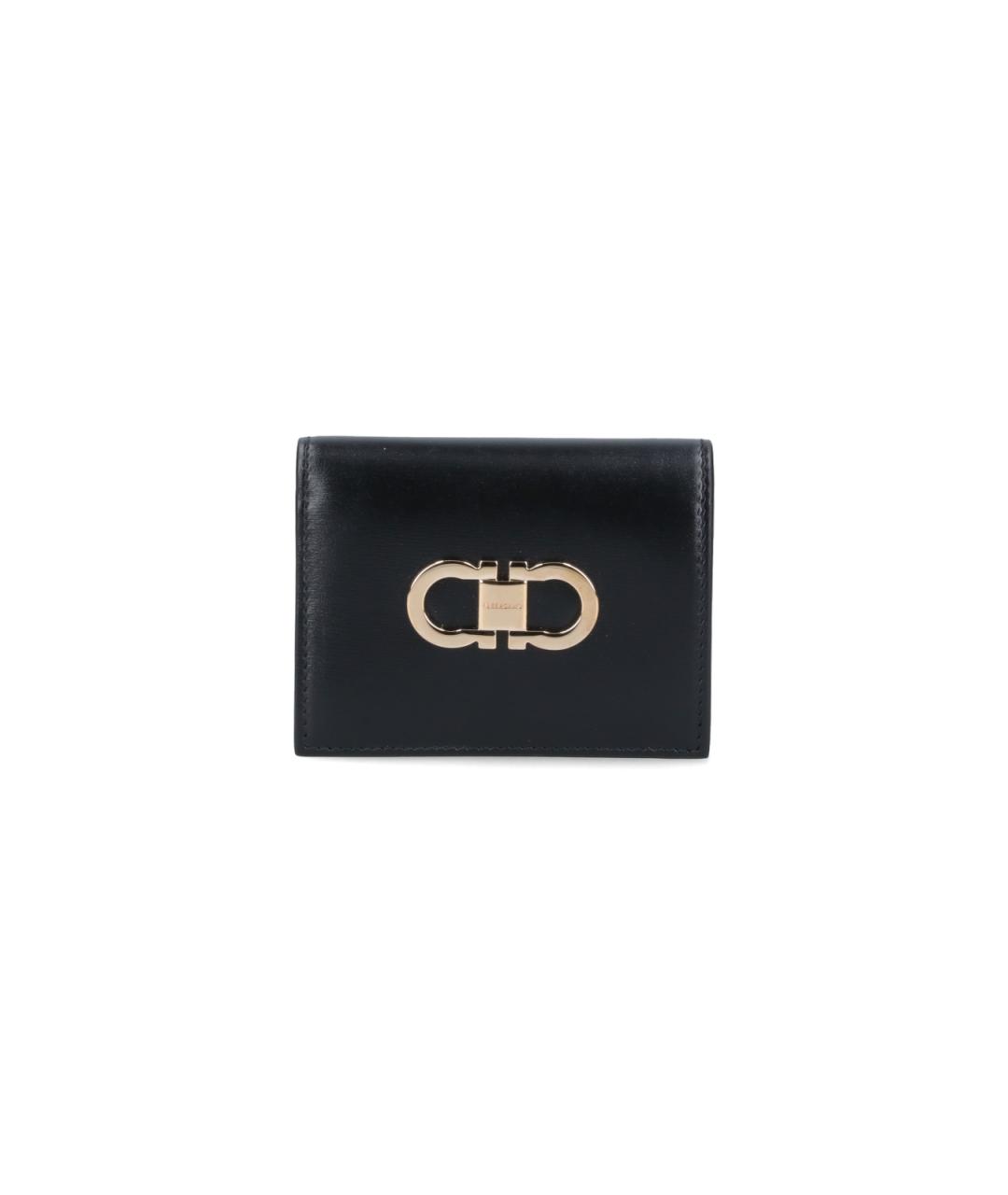 FERRAGAMO Черный кожаный кошелек, фото 1