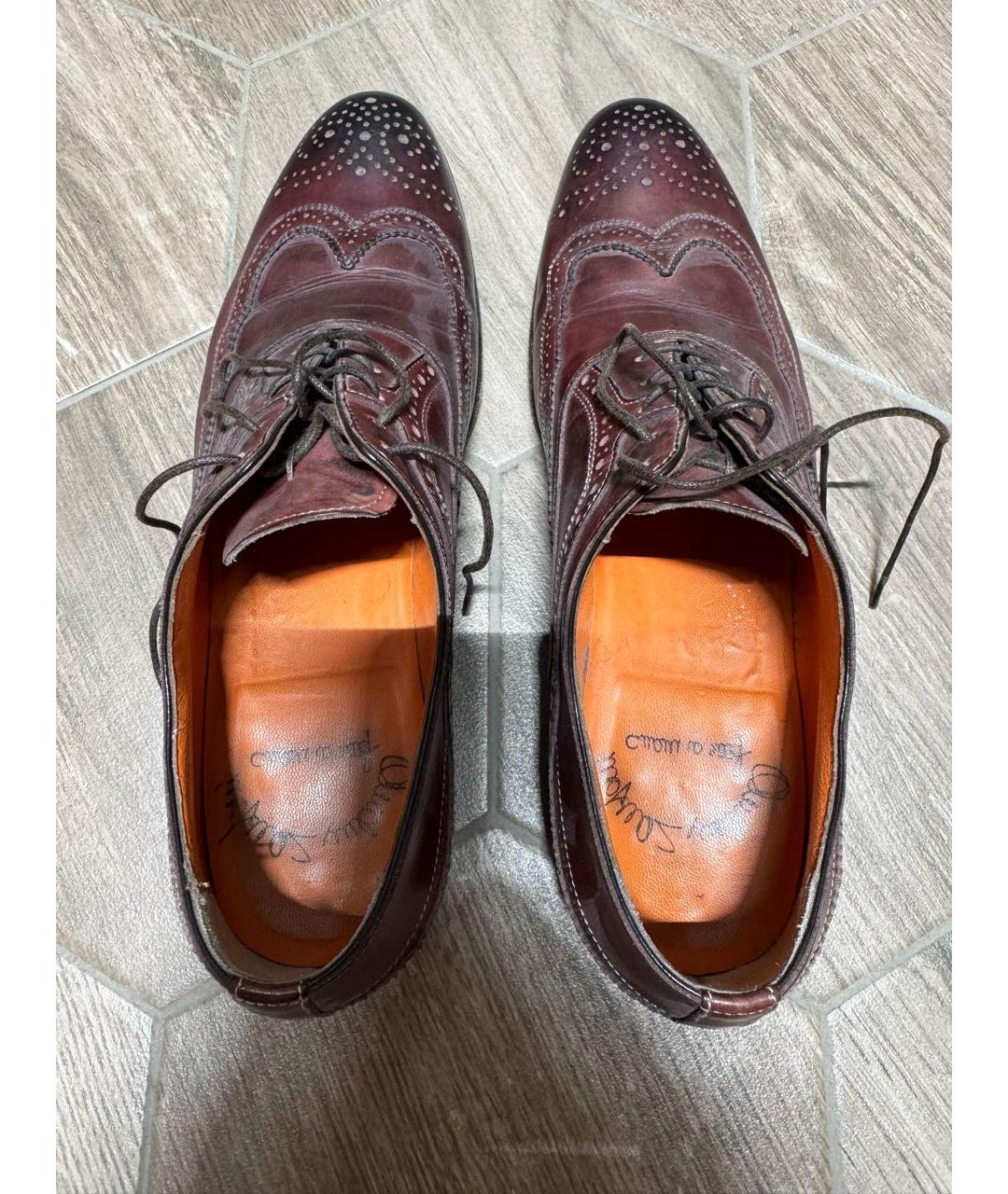 SANTONI Коричневые кожаные низкие ботинки, фото 3
