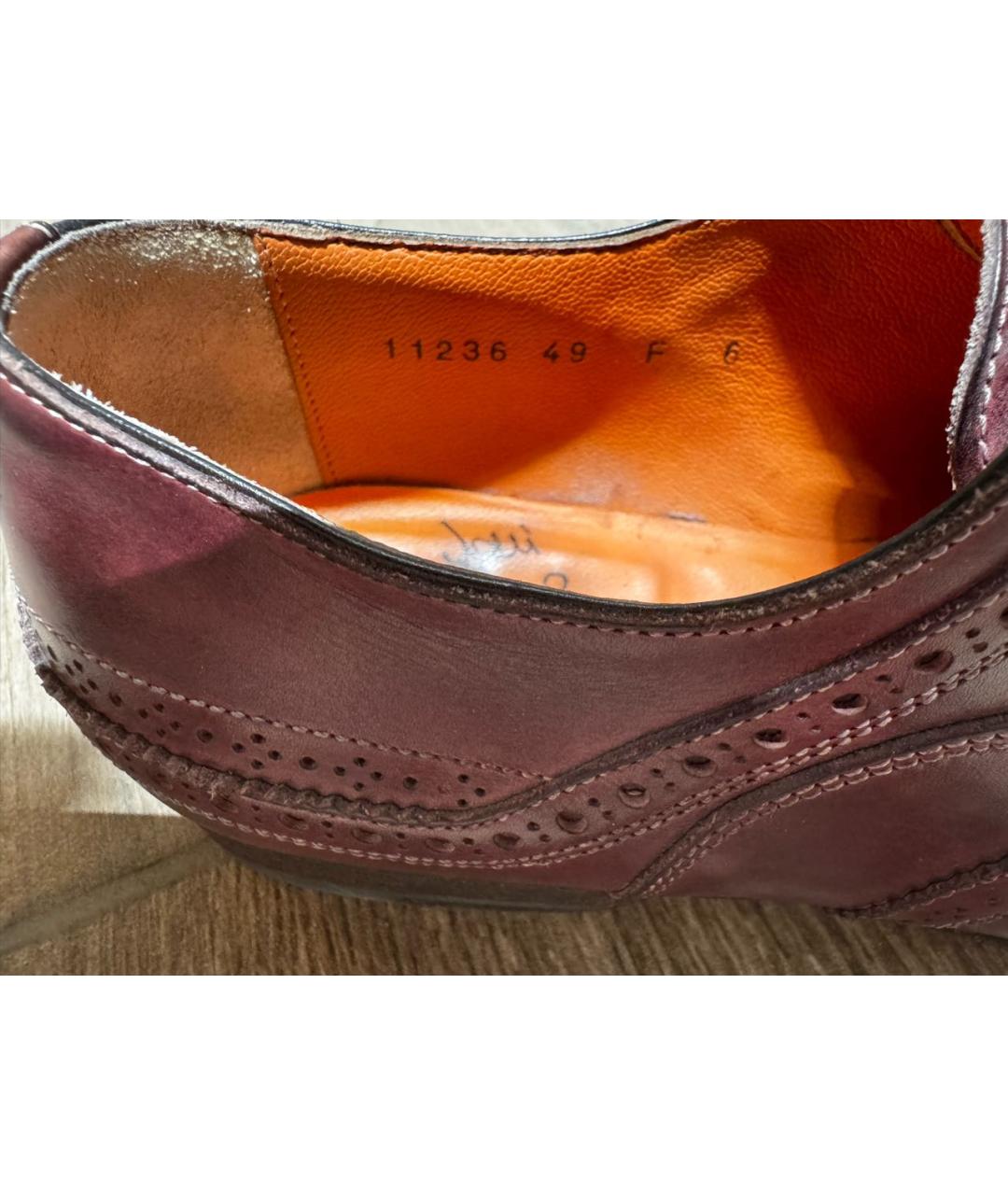 SANTONI Коричневые кожаные низкие ботинки, фото 7