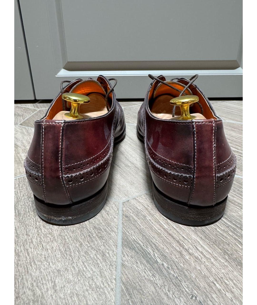 SANTONI Коричневые кожаные низкие ботинки, фото 4